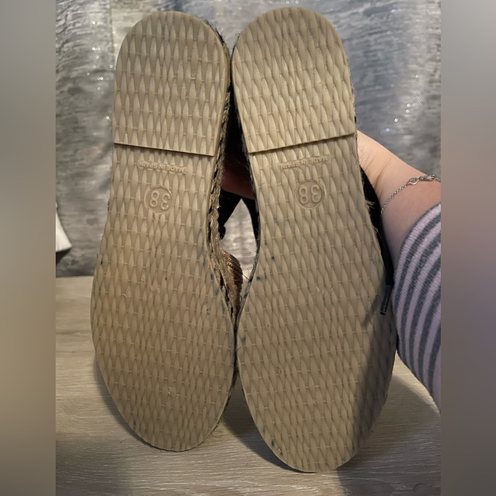 Free People Island Time Wrap Espadrille Sandal  Black/Tan Size 7 NIB - Picture 4 of 8